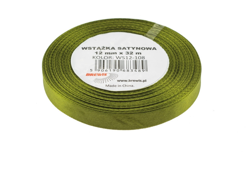 Wstążka satynowa 12mmx32m zielona 3 Brewis